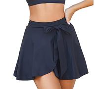 KOEMCY Falda Pantalon Mujer Deporte Plisada con Lazo Elegante Faldas Tenis Padel Skirt Corta Deportiva Ropa Golf Vestir Conjunto Deportivo para Verano