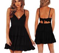 KOEMCY Mini Vestido Mujer Elegante con Tirantes Vestido de Fiesta Cómodo y Sexy para Verano Party Dresses (L)