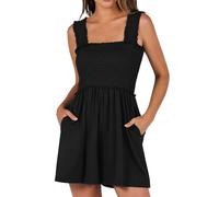 KOEMCY Mono Corto de Verano para Muje Jumpsuit Sin Mangas Bodysuit Summer Casual Sleeveless Rompers Moda Baggy Playa con Bolsillo (Noir M)
