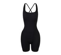 KOEMCY Mono Corto Mujer Jumpsuit Tirantes Cruzados Monos Deportivo Fitness Bodysuit Elástico Entrenamiento Yoga Playa Verano Elegante Enterizo