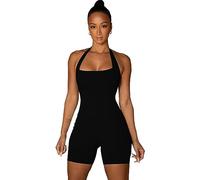 KOEMCY Mono de Mujer Sexy sin Manga Jumpsuit Una Pieza Deportivo Monos Elastico Entrenamiento Bodycon Yoga Fitness (Negro,M)