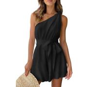 KOEMCY Mono Mujer Corto Verano Sin Mangas Casual Elegante Un Hombro Rompers Jumpsuit Cómodo Transpirable Una Pieza Pantalones para Playa Fiesta Streetwear