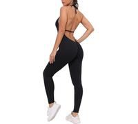 KOEMCY Mono Mujer Verano Largo Halter Monos Deportivo Jumpsuit Elegante una Pieza Ajustado Peto Tirantes para Fitness Yoga Gimnasio Playa Fiesta