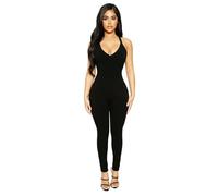 KOEMCY Mono Mujer Verano Largo Tirantes Cuello V Monos Deportivo Jumpsuit Elegante una Pieza Ajustado Peto Bodycon Fiesta Playa Casual Monos de Vestir Jumpsuits