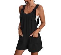 KOEMCY Mono para Mujer Sin Mangas Pantalone Una Pieza Corto Monos Mujer Verano Jumpsuit con Bolsillo (Negro, L)
