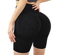 KOEMCY Pantalones Cortos Deportivos para Mujer Cintura Alta Shorts Mallas Elásticas Leggins Running Pantalones Cortos de Yoga para Fitness Deporte Running Ciclismo (Negro, S/M)