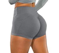 KOEMCY Pantalones Cortos Deportivos para Mujer Leggins Shorts Mallas Elásticas Leggins con Bolsillos Running Pantalones Cortos de Yoga para Deporte Pilate Ciclismo (as4, Alpha, jaspo_s, Gris, L)