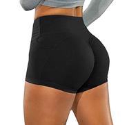 KOEMCY Pantalones Cortos Deportivos para Mujer Leggins Shorts Mallas Elásticas Leggins con Bolsillos Running Pantalones Cortos de Yoga para Deporte Pilate Ciclismo (as4, Alpha, jaspo_s, Negro, L)