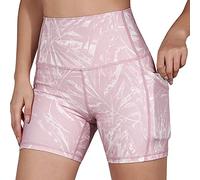 KOEMCY Pantalones Cortos Mujer Pantalon Corto Deporte Estampado Cintura Alta Ropa Gym Mallas Cortas Running Fitness Bolsillos Laterales Pantalón Deportivo Elástico Entrenamiento