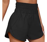 KOEMCY Pantalones Cortos Mujer Transpirable Secado Rápido Pantalón Corto Deportes Casual Alta Cintura Pantalones Cortos Holgados para Yoga Gimnasio Ejercicio Fitness (Negro, XL)