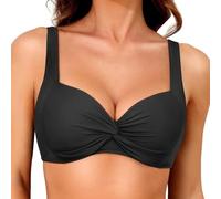 KOEMCY Parte Superior de Bikini para Mujer Cuello en V Traje de baño Halter Sexy Top de Bikini Push Up con Almohadillas de Sujetador Playa Bañadores（L）