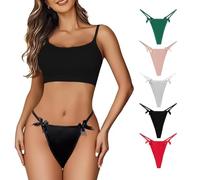 KOEMCY Tangas Mujer Pack de 5 Sexy Hilo Bragas sin Costuras Cintura Baja Multicolor con Acabado Fino Que No Marca Elásticos Thong Underwear(L)
