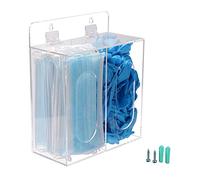 Koemehr Dispensador de máscara facial y guante de acrílico desechable con tapa, dispensador de tapa de pelo y zapatos, puede colgar en la pared y ponerse de pie en la mesa, transparente