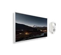 Könighaus Calefactor por Infrarrojos con Cuadro, 1000 Vatios + Termostato Inteligente y Aplicación Könighaus - Estufa de Pared de Bajo Consumo - TÜV SÜD - Marco Blanco (02. Montaña y valle)