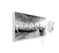 Könighaus Calefactor por Infrarrojos con Cuadro, 1200 Vatios + Termostato Inteligente y Aplicación Könighaus - Estufa de Pared de Bajo Consumo - TÜV SÜD - Marco Blanco (10. Vistas de Venecia)