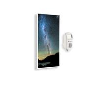 Könighaus Calefactor por Infrarrojos con Cuadro, 1200 Vatios + Termostato Inteligente y Aplicación Könighaus - Estufa de Pared de Bajo Consumo - TÜV SÜD - Marco Blanco (17. Cielo estrellado 1)
