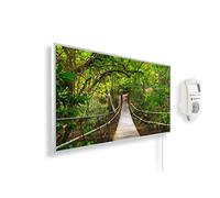 Könighaus Calefactor por Infrarrojos con Cuadro, 600 Vatios + Termostato Inteligente y Aplicación Könighaus - Estufa de Pared de Bajo Consumo - TÜV SÜD - Marco Blanco (05. Puente en la selva)