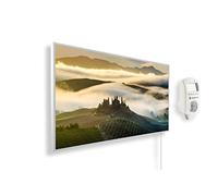 Könighaus Calefactor por Infrarrojos con Cuadro, 600 Vatios + Termostato Inteligente y Aplicación Könighaus - Estufa de Pared de Bajo Consumo - TÜV SÜD - Marco Blanco (09. Vistas de Toscana)