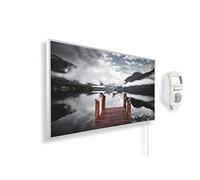 Könighaus Calefactor por Infrarrojos con Cuadro, 800 Vatios + Termostato Inteligente y Aplicación Könighaus - Estufa de Pared de Bajo Consumo - TÜV SÜD - Marco Blanco (08. Pasarela en lago de montaña)