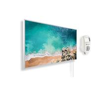 Könighaus Calefactor por Infrarrojos con Cuadro, 800 Vatios + Termostato Inteligente y Aplicación Könighaus - Estufa de Pared de Bajo Consumo - TÜV SÜD - Marco Blanco (15. Playa paradisíaca 2)