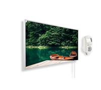 Könighaus Calefactor por Infrarrojos con Cuadro, 800 Vatios + Termostato Inteligente y Aplicación Könighaus - Estufa de Pared de Bajo Consumo - TÜV SÜD - Marco Blanco (04. Barco y mar)