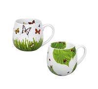 Könitz Porzellan Juego de 2 tazas de café, diseño de prado primaveral y mariquita, ideal también como taza de té o taza de cacao, idea de regalo
