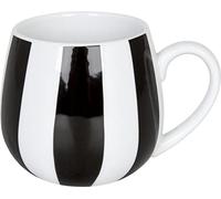 Könitz - Taza, diseño de rayas, color blanco y negro