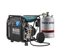 Könner&Söhnen KS 8100iE G Generador inverter gasolina GLP 8000W | Generador silencioso, 1x16A, 1x32A (230V), 2 puertos USB, generador dual fuel 230V, bobinado de cobre, EURO V, para camping