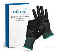 kör4u 10 pares de guantes de trabajo básicos, transpirables y recubiertos, como guantes de protección, guantes de jardinería para mujer y mecánicos, aptos para mecánicos, con revestimiento de