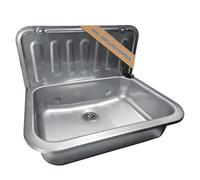 kör4u Fregadero de 50 cm, de acero inoxidable resistente para sótano, lavadero, jardín, fregadero, incluye tapón de desagüe