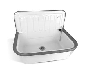 kör4u Fregadero de 50 cm, de acero resistente para sótano, lavandería, jardín, fregadero, incluye tapón de desagüe