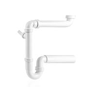 kör4u Sifón de ahorro de espacio, 1 1/2 pulgadas x 50 mm, color blanco con cierre de olor para cocina