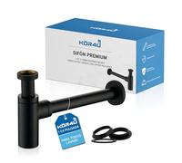 kör4u Sifón de diseño, 1 1/4 Pulgadas x 32 mm, Cierre de Olor para Fregadero, Tubos Extra Largos, Incluye Juntas, Negro Mate