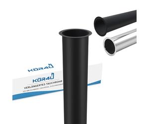 kör4u Tubo de inmersión de diseño para sifón, cierre de olor, tubo ajustable, universal, 1 1/4 pulgadas x 32 mm, tubo extra largo de 300 mm, incluye juntas, negro mate
