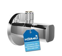 kör4u Válvula angular de diseño premium, 1/2 x 3/8 pulgadas, cromada, redondeada, incluye roseta