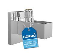 kör4u Válvula angular de diseño premium, 1/2 x 3/8 pulgadas, válvula de regulación de esquina con función de cierre rápido, adecuada para baño y cocina, incluye roseta, cromo, rectangular
