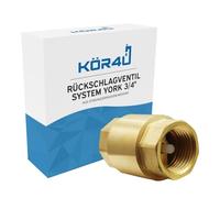 kör4u Válvula antirretorno Sistema York 3/4 pulgadas, latón, PN10, rosca interior a ambos lados, apto para agua potable (3/4")