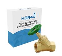 kör4u Válvula de asiento inclinado de 3/4 pulgadas, latón, husillo ascendente, rosca interior en ambos lados, apta para agua potable (3/4" sin vaciado)