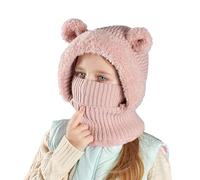 Koerye Pasamontañas Térmico de Invierno Niños Multifuncional Balaclava Prueba de Viento Cálido Sombrero y Bufanda para Niños Niñas Gorro de Punto Acolchado 2-6 Años Rosa