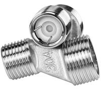 Koeutoze Juego de 2 conectores excéntricos en S con válvula antirretorno, 3/4" macho a 1/2" macho, desplazamiento 10 mm, acero inoxidable, para grifo mural, ducha y bañera