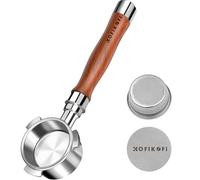 KOFIKOFI Portafiltro sin fondo de 51 mm, mango de nogal, portafiltro sin fondo con pantalla de disco, cesta de filtro, para máquinas DeLonghi Dedica EC680/EC685 y Smeg, EUPA Espresso