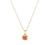 KOFISNI Juego de joyas con collar y pendientes de granada para mujer, chapado en oro de 18 quilates, con incrustaciones de circonitas cúbicas, color rojo, 45cm, Latón, No es una piedra preciosa