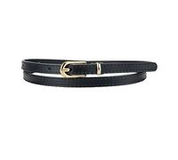 KOFORD Cinturón fino de cuero informal para mujer con hebilla dorada de 95-125cm para accesorios de vestir para mujer, Negro