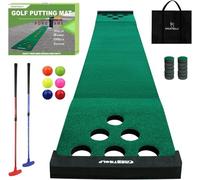 KOFULL Alfombrilla Putting Golf Estera de Golf para Uso Interior al Aire Libre (Gratis 2 putters de Golf + 6 Pelotas de Golf + Cubiertas de 12 Hoyos) 327 x 50 cm