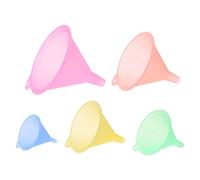 KOFUN Embudos de plástico, 5 Piezas de Colorido Embudo de Plástico Pequeño Medio Variedad de Aceite Líquido Conjunto de Cocina