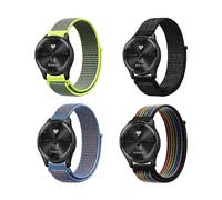 KoGiio 4 Pack 20mm Nylon Correa para Garmin Vivoactive 6 / Vivoactive 5/Vivomove Trend/Sport/Forerunner 245/645/245 music,Hombres Mujeres-Negro & Amarillo brillante & Azul & Arcoíris