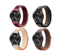 KoGiio 4 Pack 20mm Nylon Correa para Garmin Vivoactive 6 / Vivoactive 5/Vivomove Trend/Sport/Forerunner 245/645/245 music,Hombres Mujeres-Naranja gris & Blanco brillante & Rojo & Arcoíris