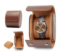 KoGiio Caja de Reloj de Cuero Retro con 1 Ranuras - Caja de Reloj de PU Soporte Organizador de Reloj Caja de Reloj de Viaje Caja de Almacenamiento de Reloj ,compartimentos de terciopelo - Marrón