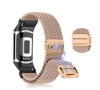 KoGiio Correa Compatible con Fitbit Charge 6 / Fitbit Charge 5 ， Nailon Trenzada Suave Transpirable Magnético Ajustable compatible con Fitbit Charge 6 / Fitbit Charge 5 - Té de la leche