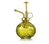 KoGiio Regadera Cristal Regadera para Plantas, Pequeña 240ml con Bomba Superior Retro Jardinería Flores Pulverizador, Interior Exteriores Botella de Spray para Jardín, Limpieza, Verde Amarillo